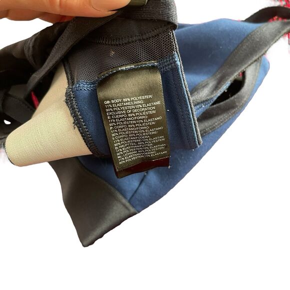 The North Face XS Sports Bra Racerback Black Dark Blue Workout Flash Dry - Picture 2 of 6